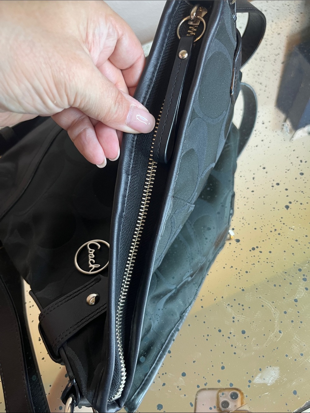 EUC Coach Black Signature Chain Shoulder Crossbody Bag - Picture 9 of 11